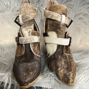 Alcalas Boots Matt cow hair Stylish Brown and Cream Women's Shoes